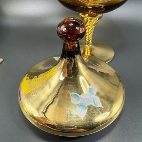 Venetian Glass Candy Dish Container Jar Apothecary Jar Painted Italian Glass VTG - Picture 16 of 16